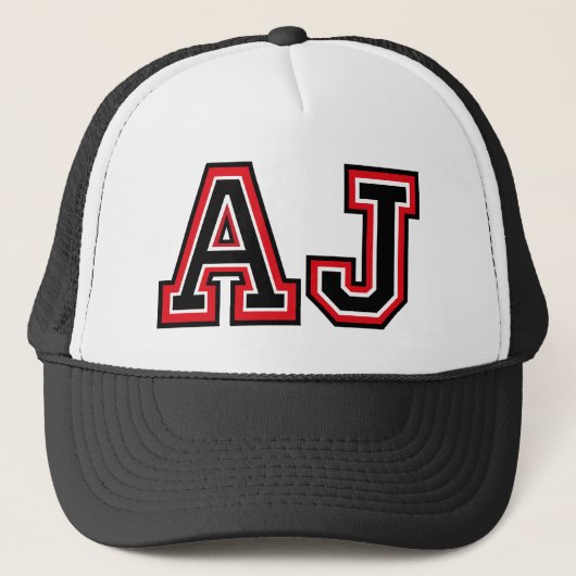 "AJ" Monogramm Truckerkappe (Vorderseite)