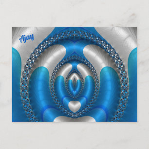 AJAY Bright!~ Blau Weiße 3D-Fractal-Design ~ Postkarte