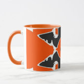 AJAY ~ Zany 3D Fraktal ~ Schwarz-weiß Orange Tasse (Links)