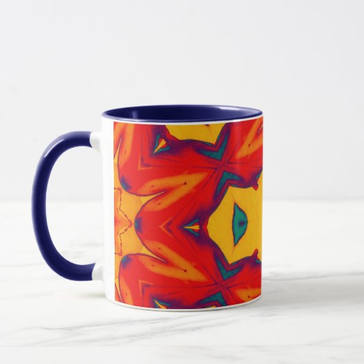 AJAY ~ Zany Pattern ~ Red Blue Yellow and Orange Tasse (Links)