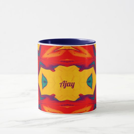 AJAY ~ Zany Pattern ~ Red Blue Yellow and Orange Tasse (Zentrum)
