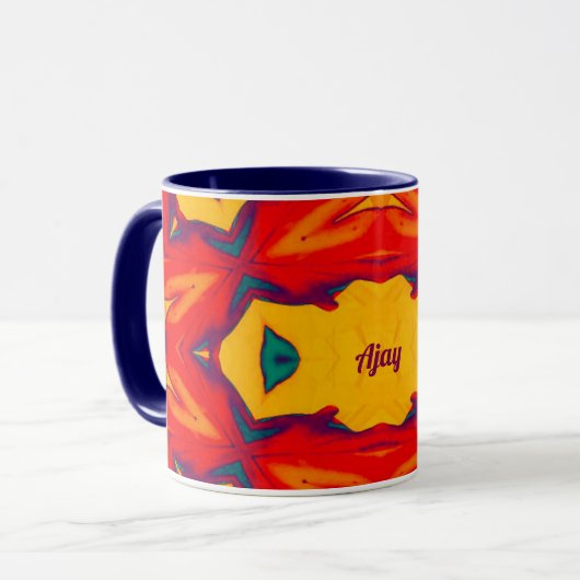 AJAY ~ Zany Pattern ~ Red Blue Yellow and Orange Tasse (Vorderseite Links)
