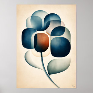 Ajisai Hortensie Japandi Florale Geometrie Poster