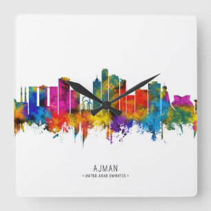 Ajman VAE Skyline Quadratische Wanduhr