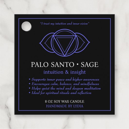 Ajna Third Eye Chakra Kerzenlabel Geschenkanhänger (Vorderseite)