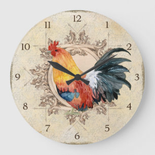 AJR-PAPER-Black-Vintage-Rooster-1b.jpg Große Wanduhr