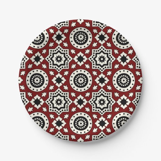 Ajrak-Stammmuster-Platte Pappteller (Vorderseite)