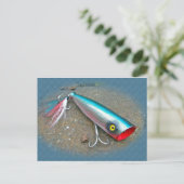 AJS Saltwater Lure Popper Blue Dragon Items Postkarte (Stehend Vorderseite)