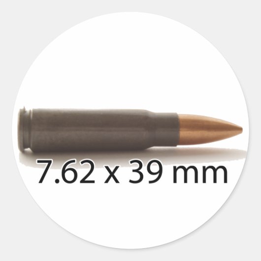 AK47 Ammo 7,62 x 39 mm Rundkleber Runder Aufkleber (Vorderseite)