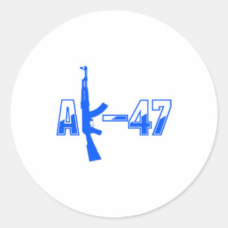 AK-47 AKM Assault Rifle Logo Blue.png Runder Aufkleber
