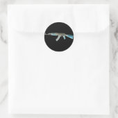 AK-47 Negative Blue Runder Aufkleber (Tasche)