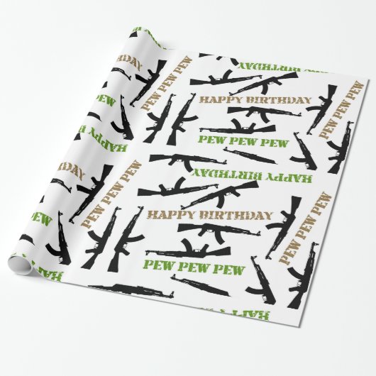 AK-47 Themed Birthday Wrapping Paper Geschenkpapier (Ungerollt)