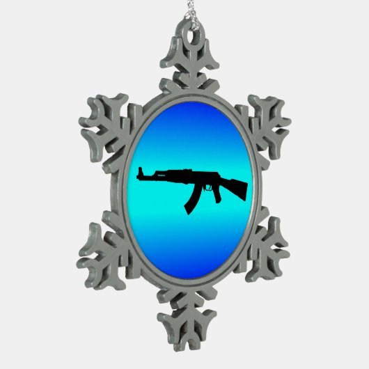 AK-47Silhouette Schneeflocken Zinn-Ornament (Links)