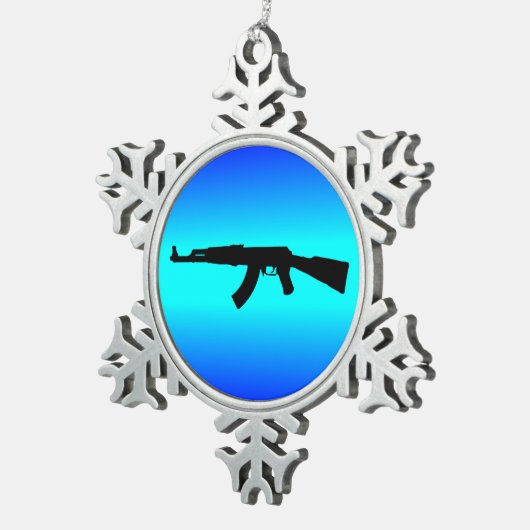 AK-47Silhouette Schneeflocken Zinn-Ornament (Rechts)