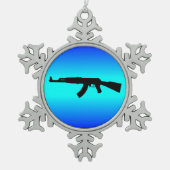AK-47Silhouette Schneeflocken Zinn-Ornament (Vorderseite)