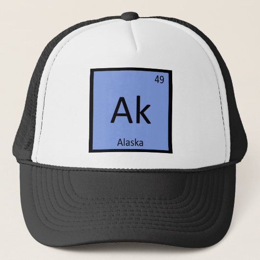 Ak - Alaska Staat Chemistry Periodic Table Symbol Truckerkappe (Vorderseite)