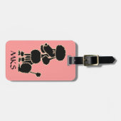 AK-, lustiger schwarzer Pudel-Gepäckanhänger Gepäckanhänger (Vorderseite horizontal)