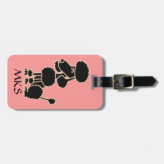 AK-, lustiger schwarzer Pudel-Gepäckanhänger Gepäckanhänger (Vorderseite horizontal)