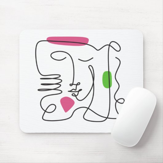 AKA Pink & Green Line Art Mousepad (Mit Mouse)