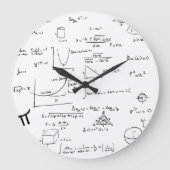 Akademische Schwarz-weiß handgeschriebene Mathemat Große Wanduhr (Vorderseite)