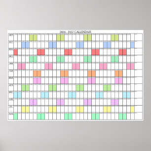Akademischer Jahreswandplaner-Kalender 2026 - 2027 Poster