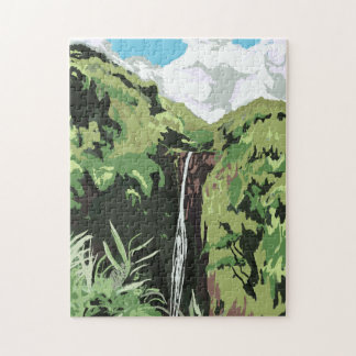 Akaka Falls Hawaii Waterfall Tropical Landscape  Puzzle