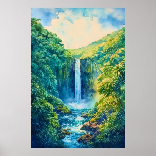 Akaka Falls State Park Aquarellposter Poster (Vorne)