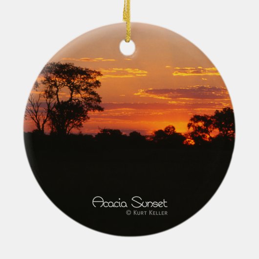 Akazien-Sonnenuntergang Keramik Ornament (Hinten)