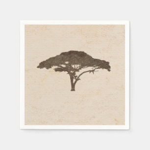 Akazienbaum Afrikanische Safari Vintage-Hochzeit Serviette