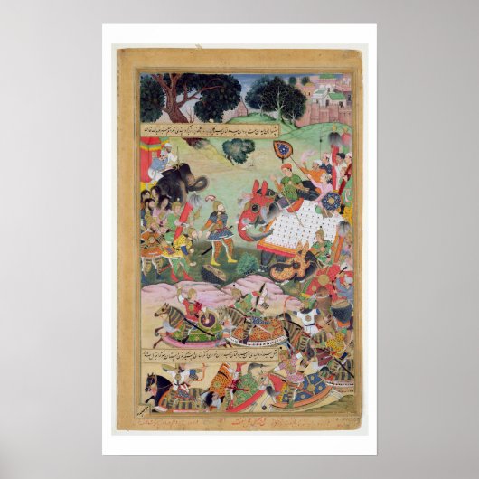 Akbar erhält die Trommeln und Standards erfasst f Poster (Vorne)