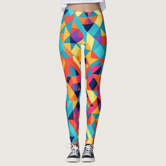 Akbash Geometrisches Personalisiertes Muster Leggings (Vorderseite)