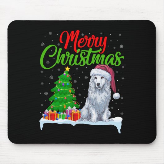 Akbash Hund Weihnachtsbaum Lichter Funny Xmas Akba Mousepad (Vorne)