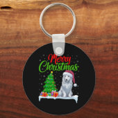 Akbash Hund Weihnachtsbaum Lichter Funny Xmas Akba Schlüsselanhänger (Vorderseite)