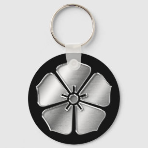 Akechi Clan Kamon Silver Chrome Schlüsselanhänger