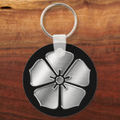 Akechi Clan Kamon Silver Chrome Schlüsselanhänger (Vorderseite)