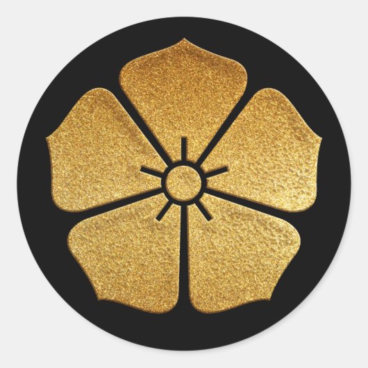 Akechi Kamon Toki Kikyo in Gold Runder Aufkleber (Vorderseite)