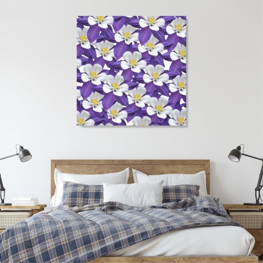 Akelei-Blumenmuster Leinwanddruck (Insitu (Schlafzimmer))