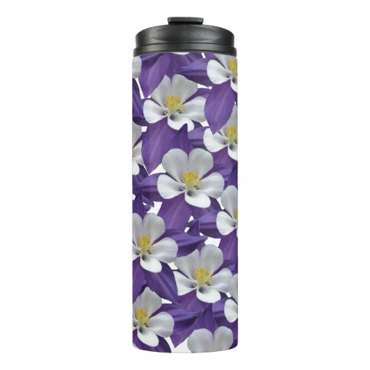 Akelei-Blumenmuster Thermosbecher (Vorderseite)