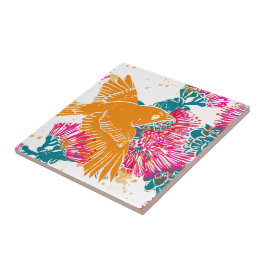 Akepa und Lehua Hawaiian Muster Dekoration Pillow Fliese
