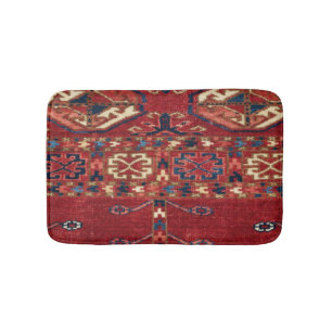 Akhal Oasis Red Band Blue Star Medallion Badematte