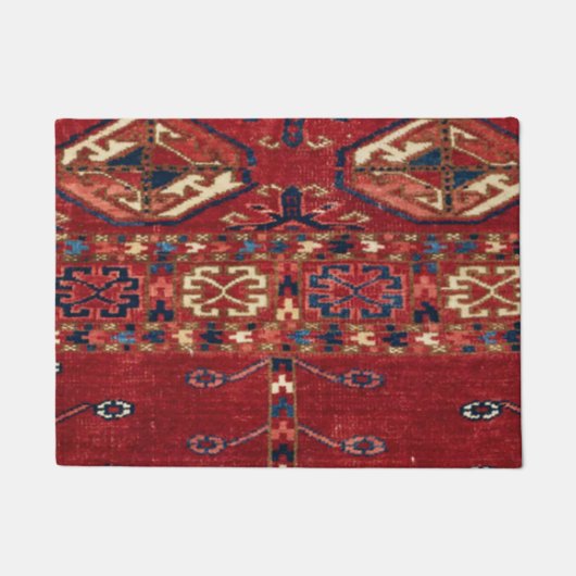 Akhal Oasis Red Band Blue Star Medallion  Fußmatte (Vorderseite)