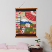 AKI Chow Wood Topped Wall Tapestry Wandteppich Mit Holzrahmen (Schlafzimmer)