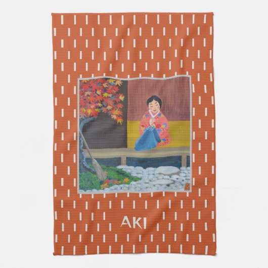 Aki Japanische Herbstsaison Kunst Geschirrtuch (Vertikal)