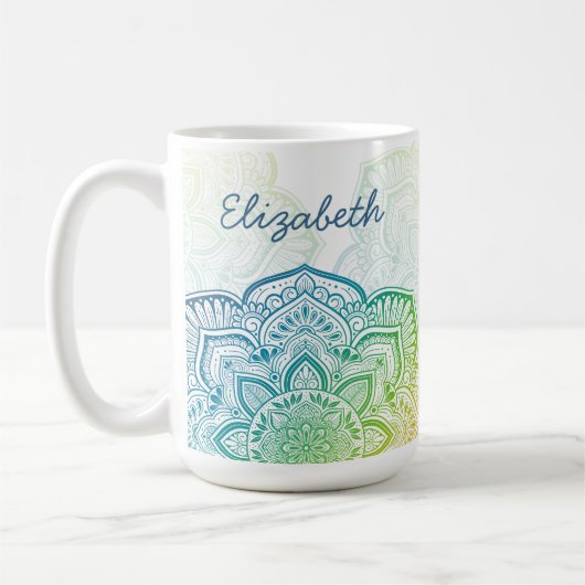 Aki Mandala 15 oz. Personalisierter Becher Kaffeetasse (Links)