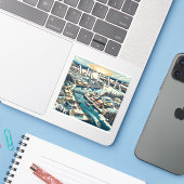 Akiak Alaska 3 Inch Vinyl Sticker (Laptop mit iPhone)