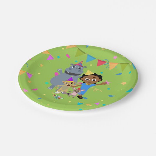 Akili und Friends Paper-Teller Pappteller (Schrägansicht)