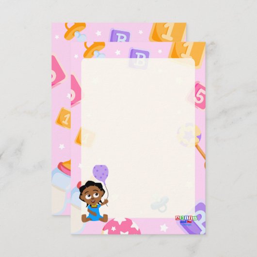 Akili und Me Babydusche Begleitkarte (Vorne/Hinten)