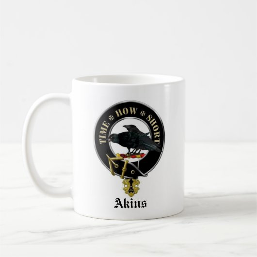 Akins Clan-Wappen u. Wappen Keramik-Kaffee-Tasse Kaffeetasse (Links)