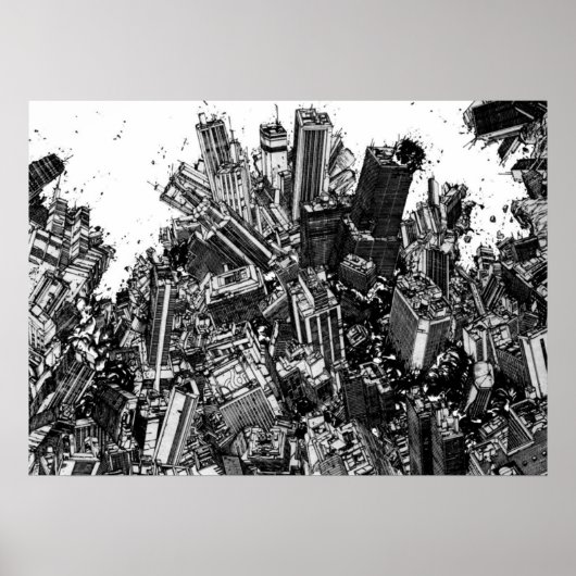 Akira Cyberpunk Stadt Explosion Manga Streifen Poster (Vorne)