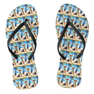 Akita am Strand, Sommergeschenk für Hunde Liebhabe Badesandalen